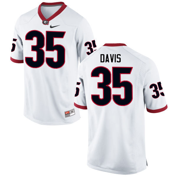 Men Georgia Bulldogs #35 Aaron Davis College Football Jerseys-White